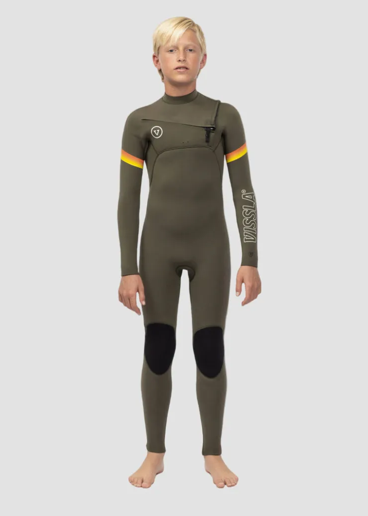 7 Seas Boys Raditude 3-2 Full Chest Zip Wetsuit-Vissla Hot
