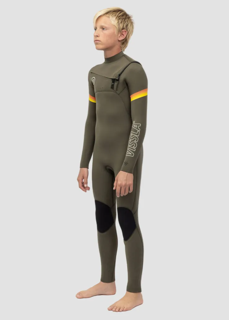 7 Seas Boys Raditude 3-2 Full Chest Zip Wetsuit-Vissla Hot