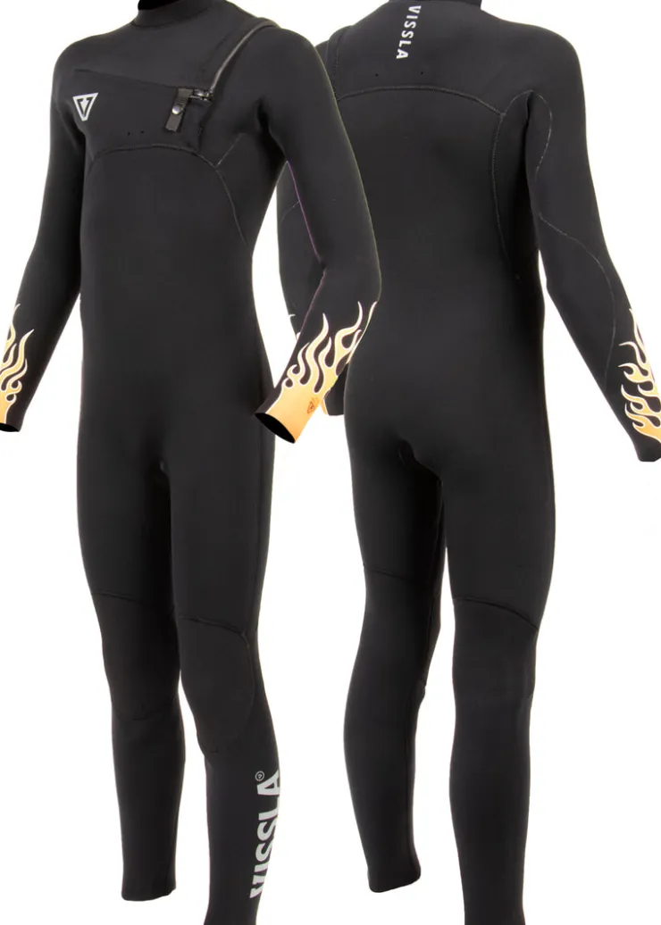 High Seas Boys Fire 4-3 Full Chest Zip Wetsuit-Vissla Outlet