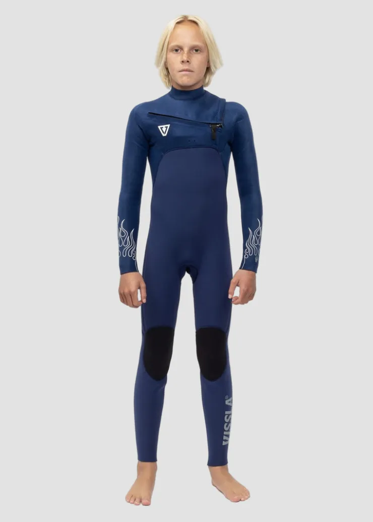 High Seas Boys Fire 3-2 Full Chest Zip Wetsuit-Vissla Hot